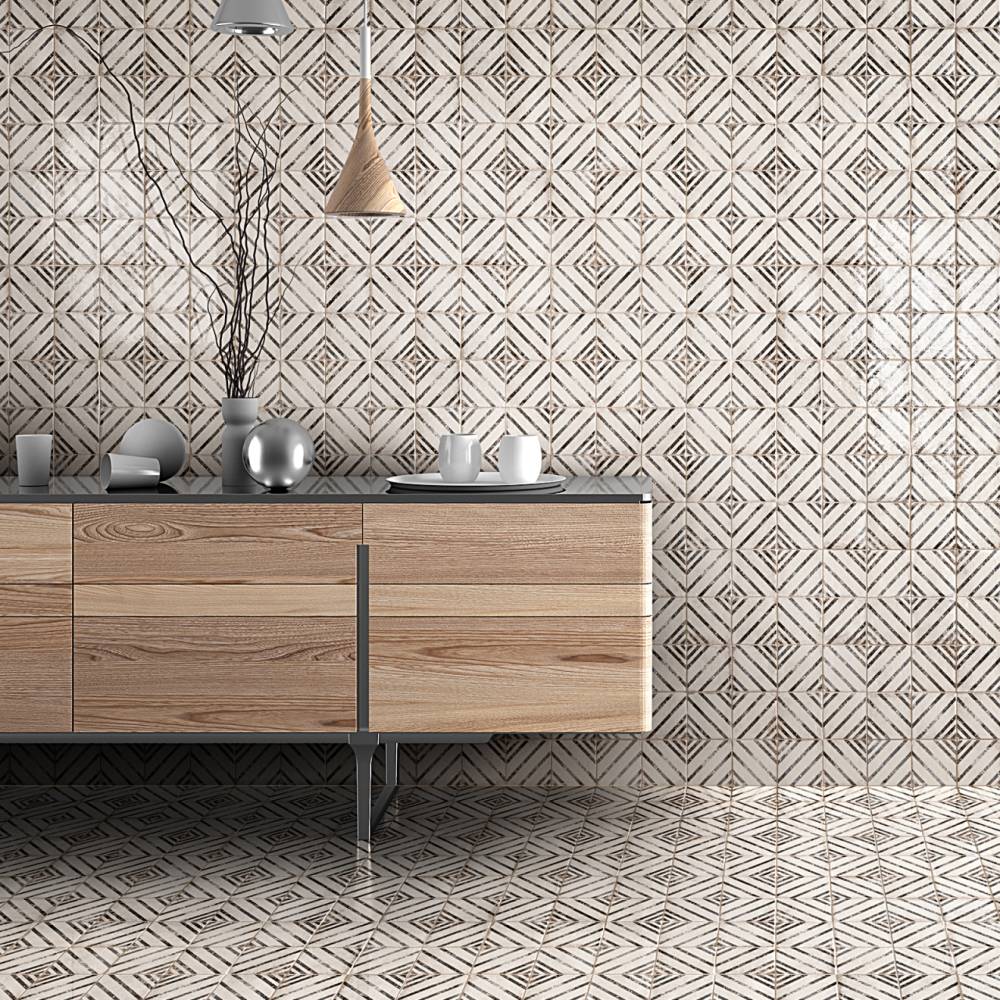 Vivace 4" x 4" Decorative Tile in Motif Rice