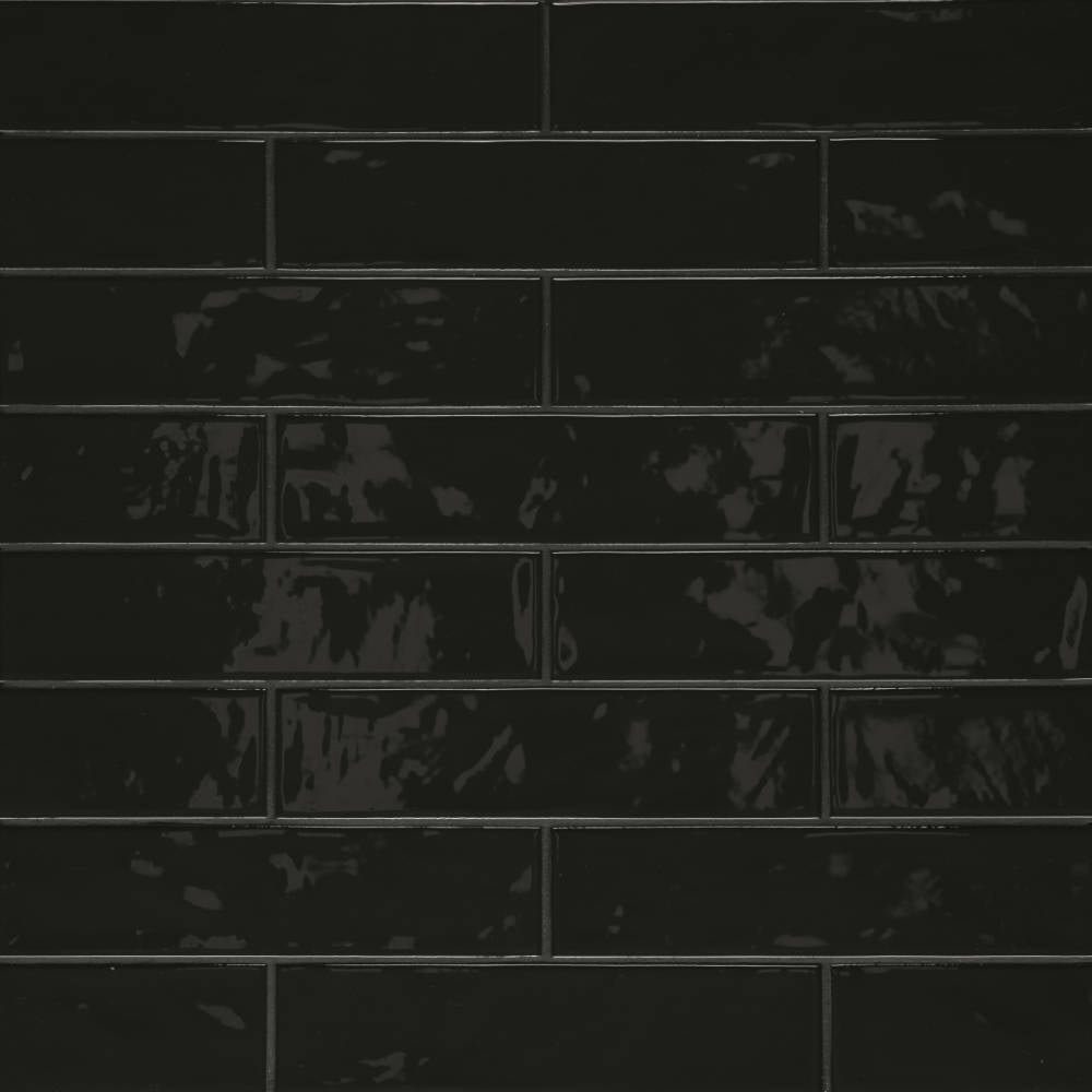 Clara 2.75" x 11" Glossy Porcelain Tile in Black