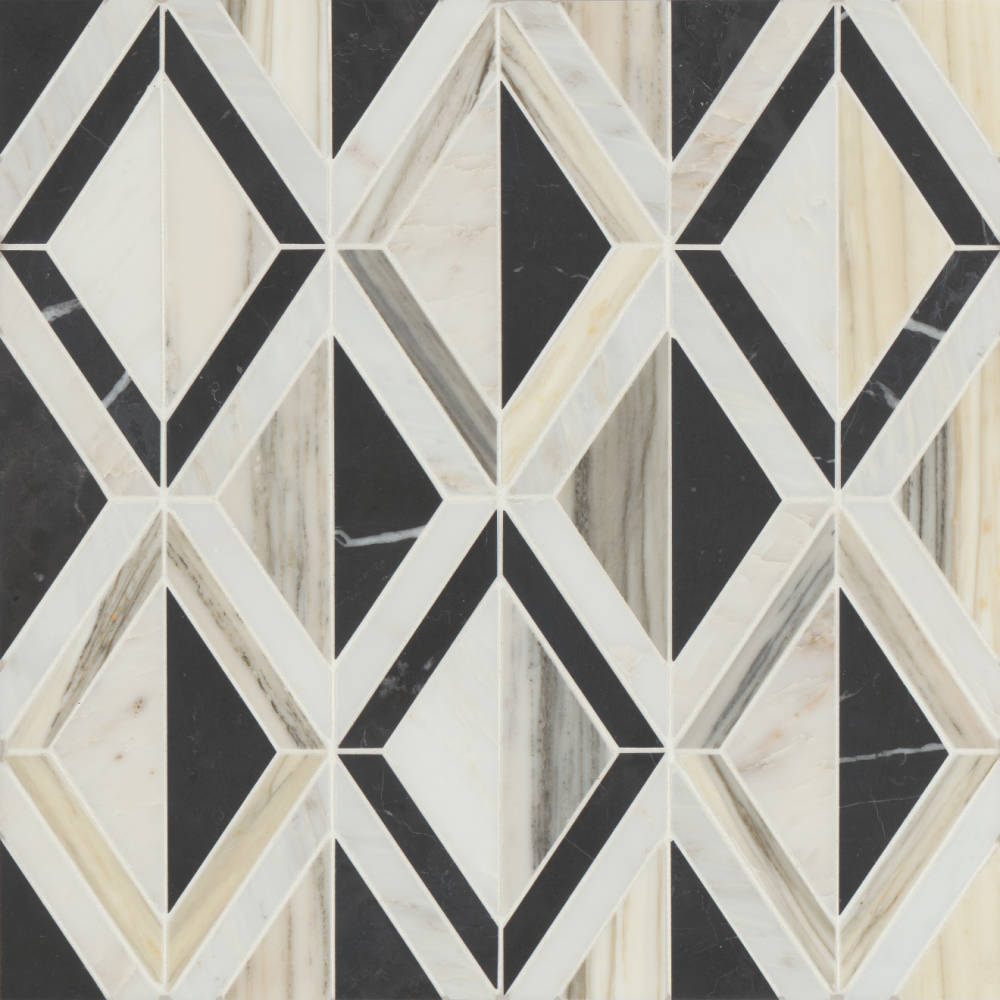 Modni Arlo Honed Marble Mosaic Tile in Cool Blend