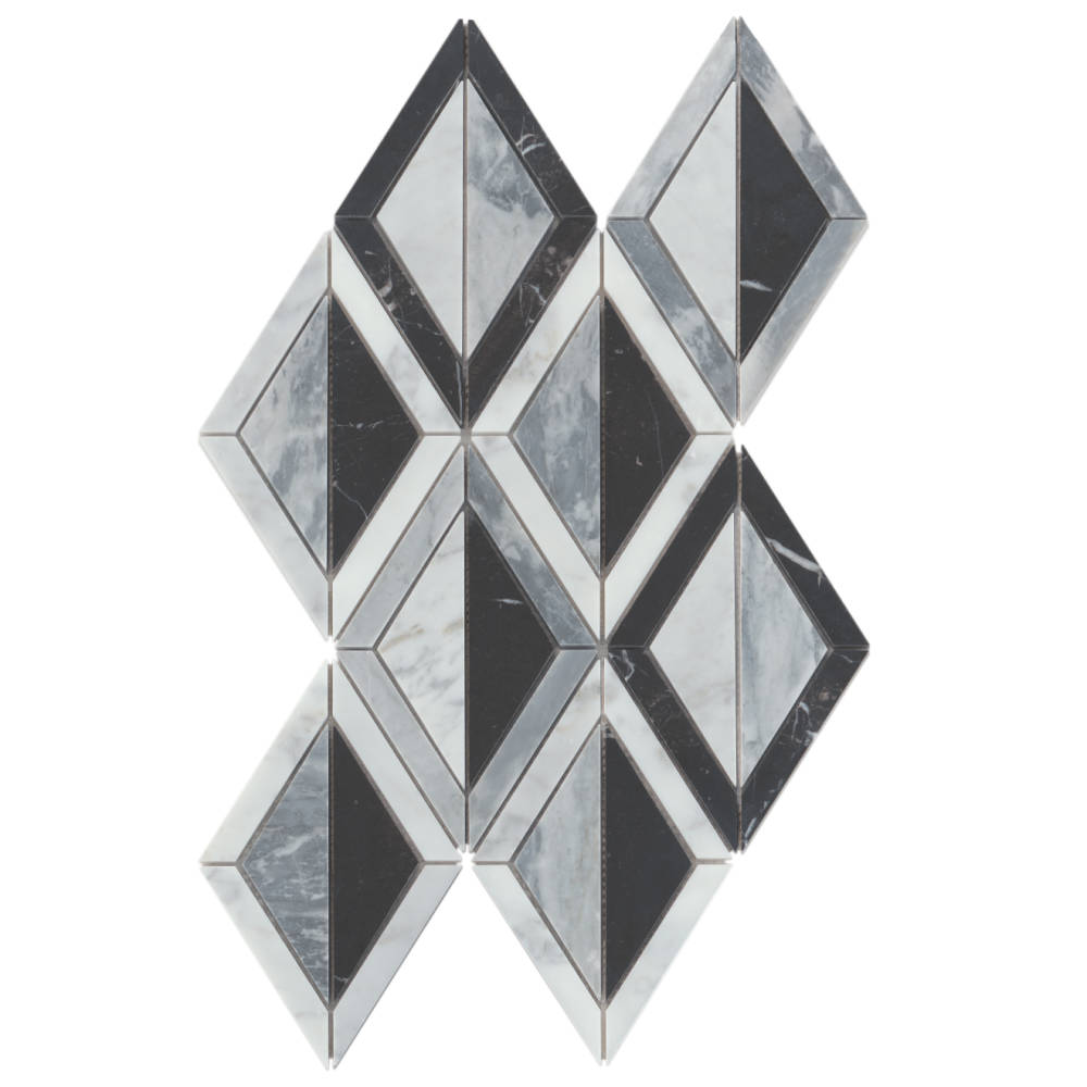 Modni Arlo Honed Marble Mosaic Tile in Cool Blend