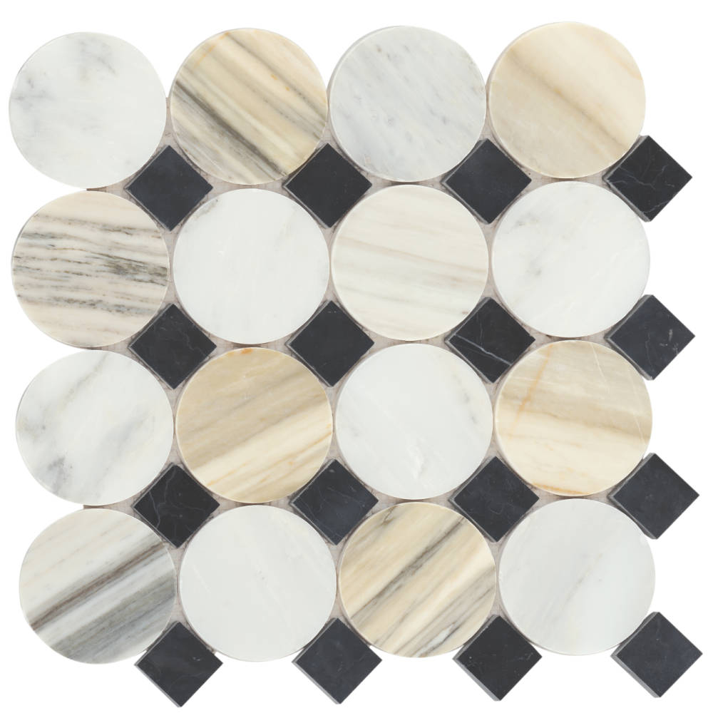 Modni Emery Honed Marble Mosaic Tile in Warm Blend