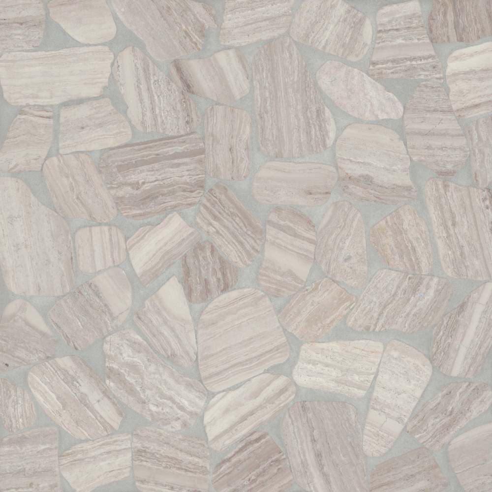 Waterbrook Medium Sliced Pebble Mosaic in Ashen Grey
