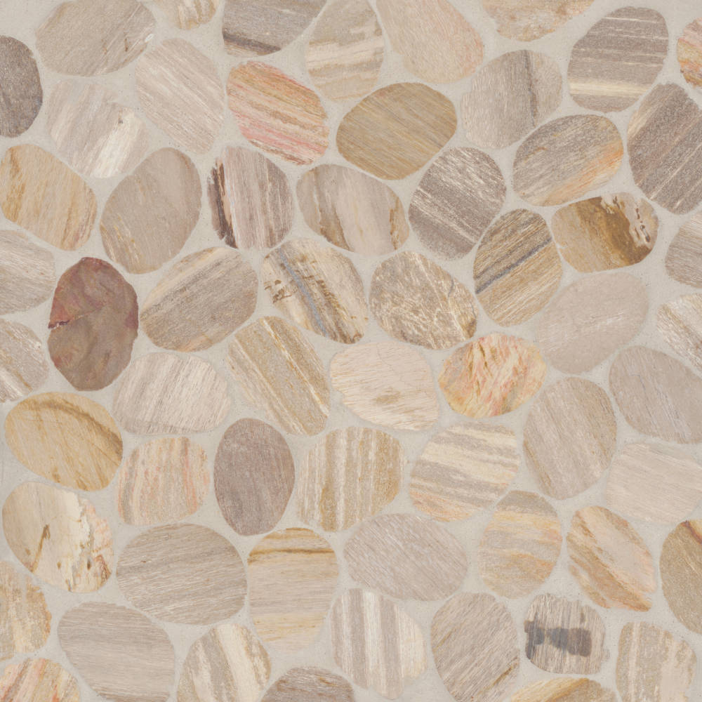 Waterbrook Medium Sliced Pebble Mosaic in Ashen Grey