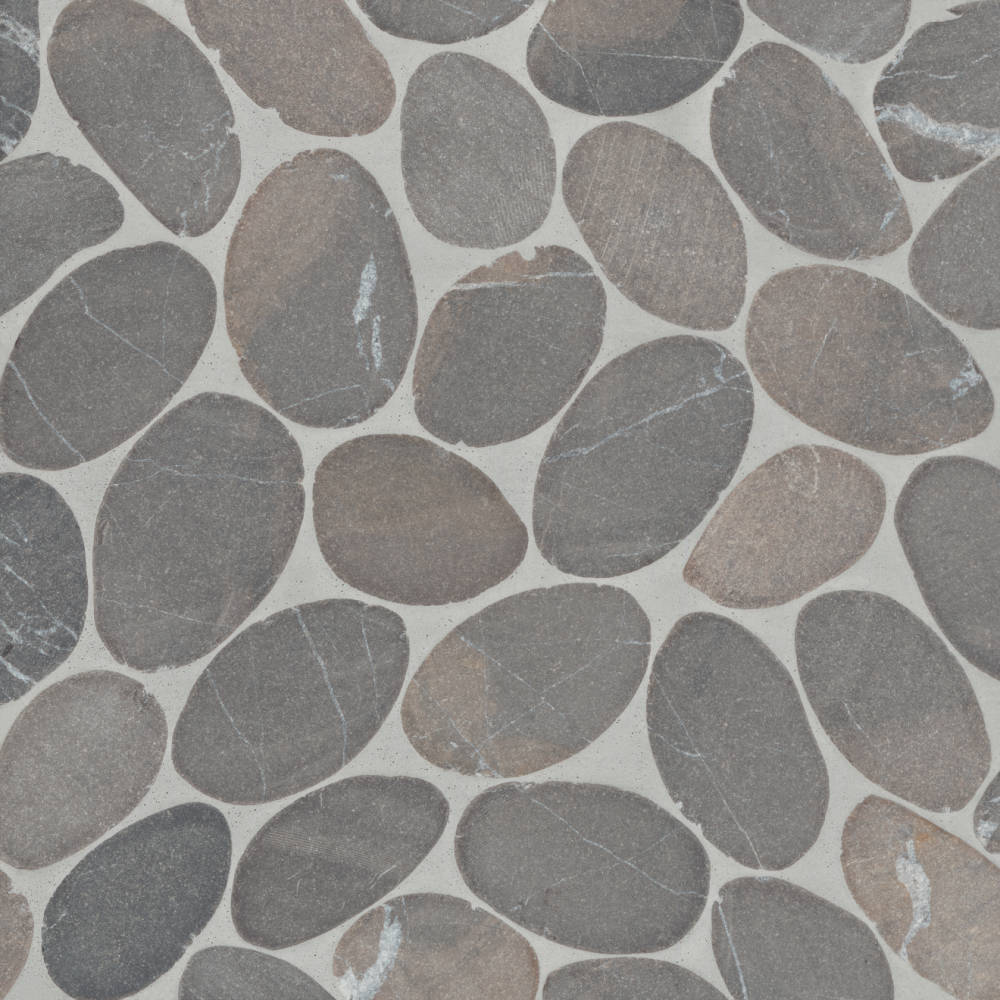 Waterbrook Medium Sliced Pebble Mosaic in Ashen Grey