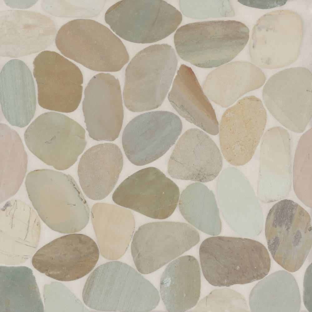 Waterbrook Medium Sliced Pebble Mosaic in Ashen Grey
