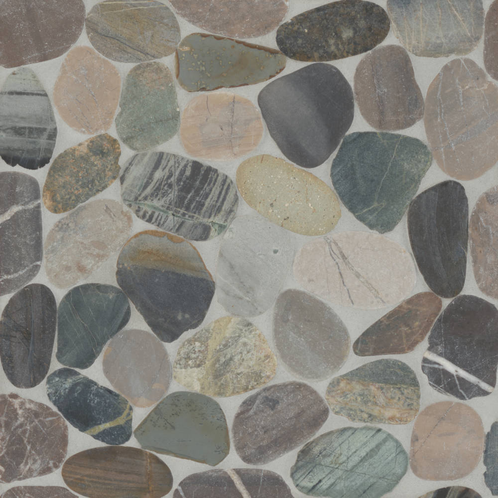 Waterbrook Medium Sliced Pebble Mosaic in Ashen Grey