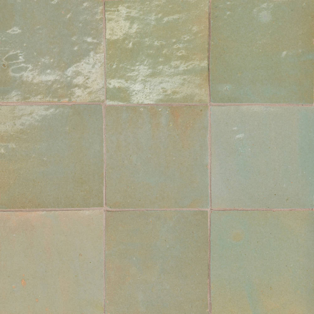Zagora 4" x 4" Glossy Zellige Field Tile in Green