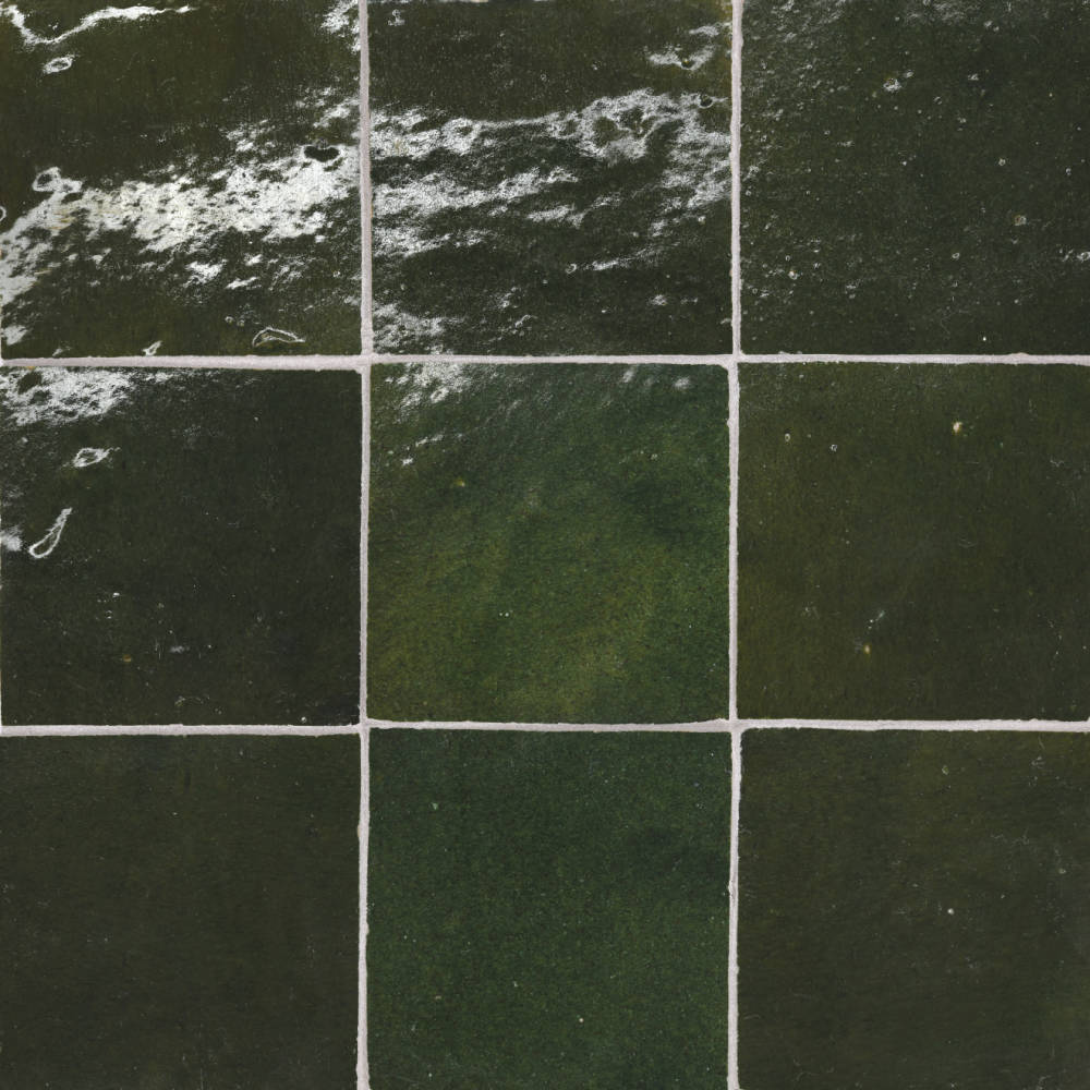 Zagora 4" x 4" Glossy Zellige Field Tile in Green
