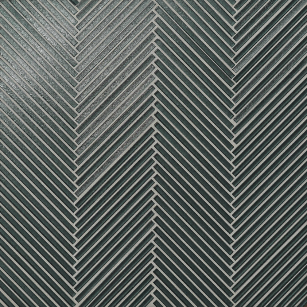 Kaikos Skinny Chevron Glass Mosaic in Blue