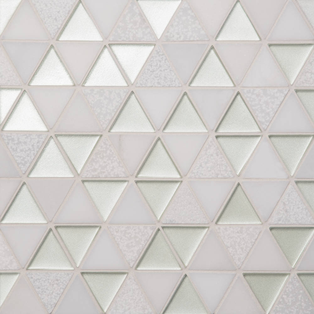 Kaikos 1.75" Triangle Glass and Stone Mosaic