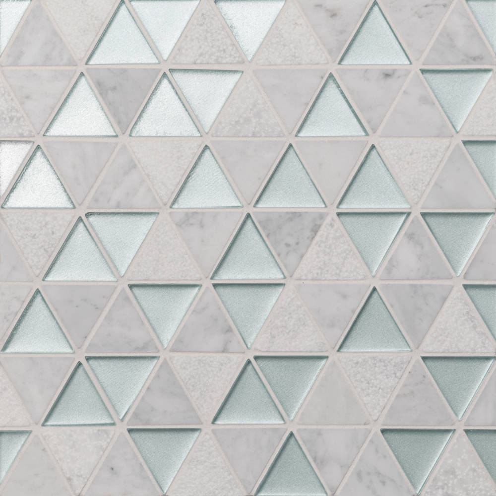 Kaikos 1.75" Triangle Glass and Stone Mosaic