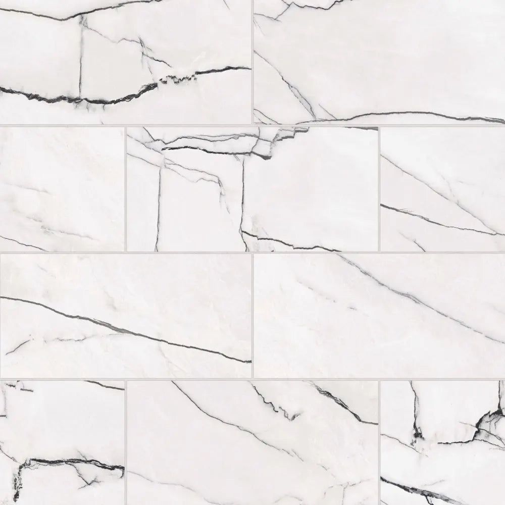 Gemma 12" x 24" Polished Porcelain Field Tile in White Onyx