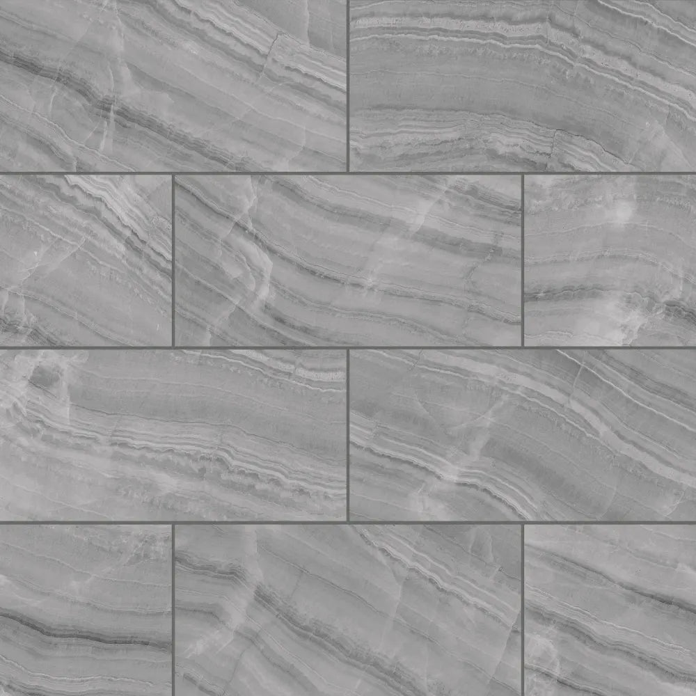 Gemma 12" x 24" Polished Porcelain Field Tile in White Onyx