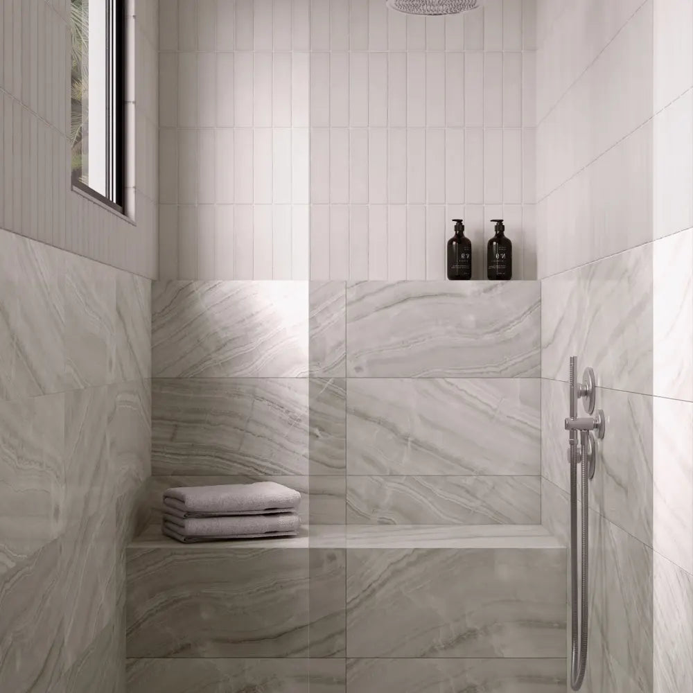 Gemma 12" x 24" Polished Porcelain Field Tile in White Onyx