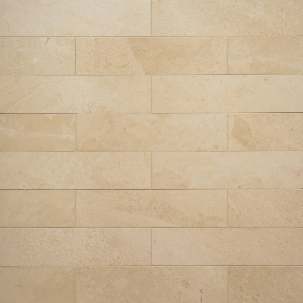 Caspian Bisque 3" x 12" Honed Marble Mesh Back Tile