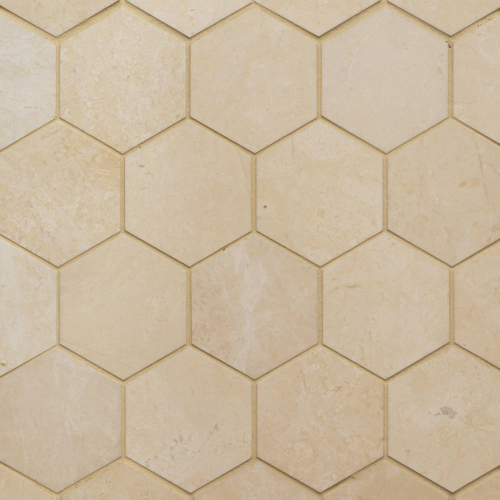 Caspian Bisque 3" x 12" Honed Marble Mesh Back Tile