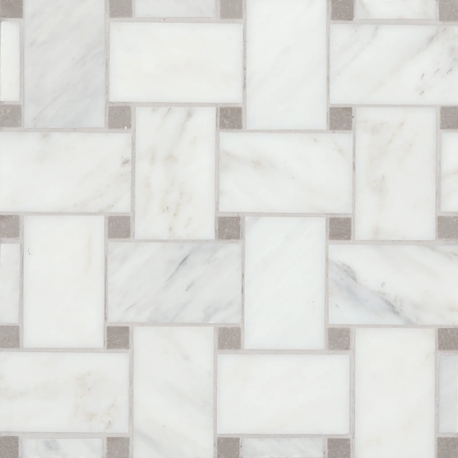Jumbo Basketweave Honed Marble in Beige Marble with Thassos Dot