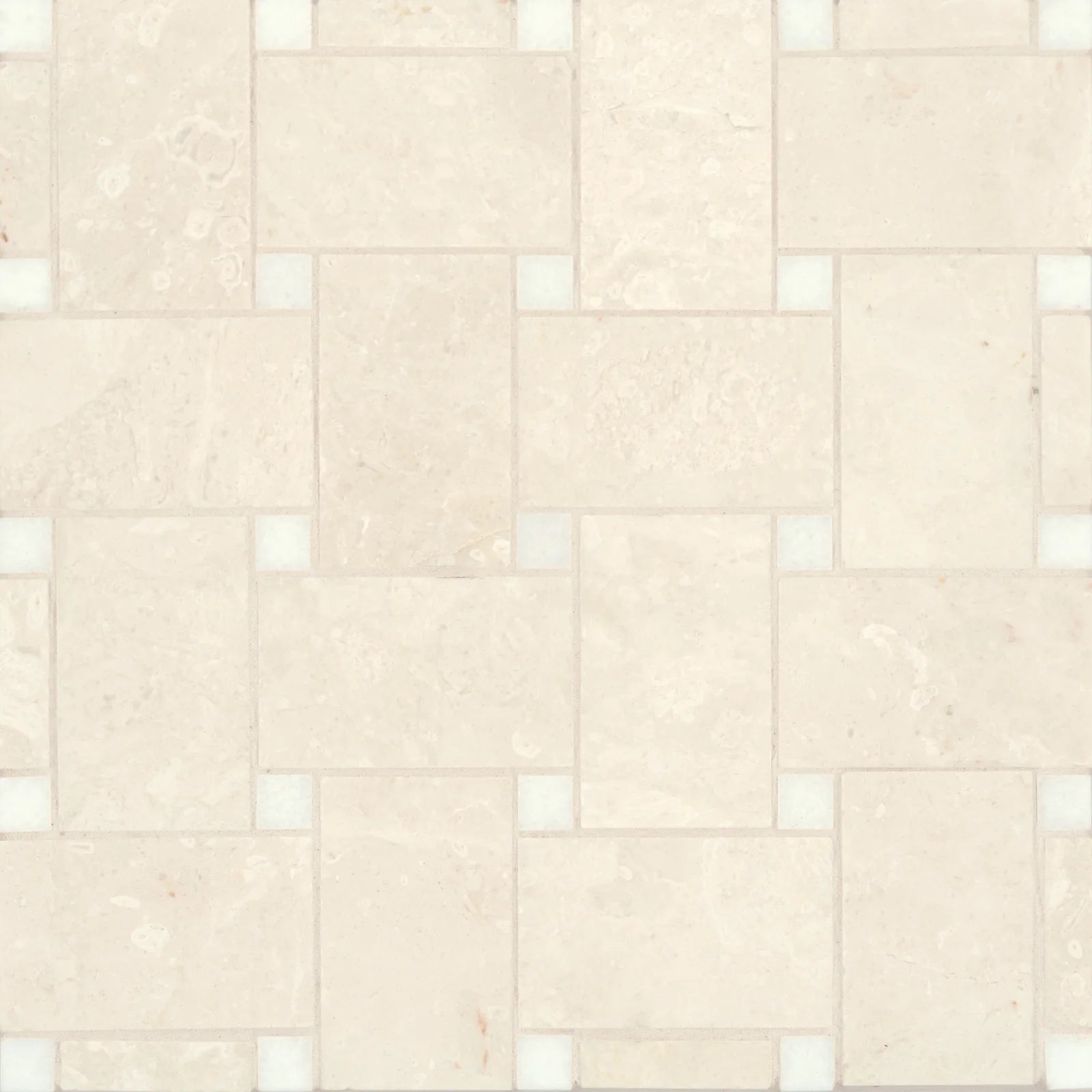 Jumbo Basketweave Honed Marble in Dolomite with Bardiglio Dot
