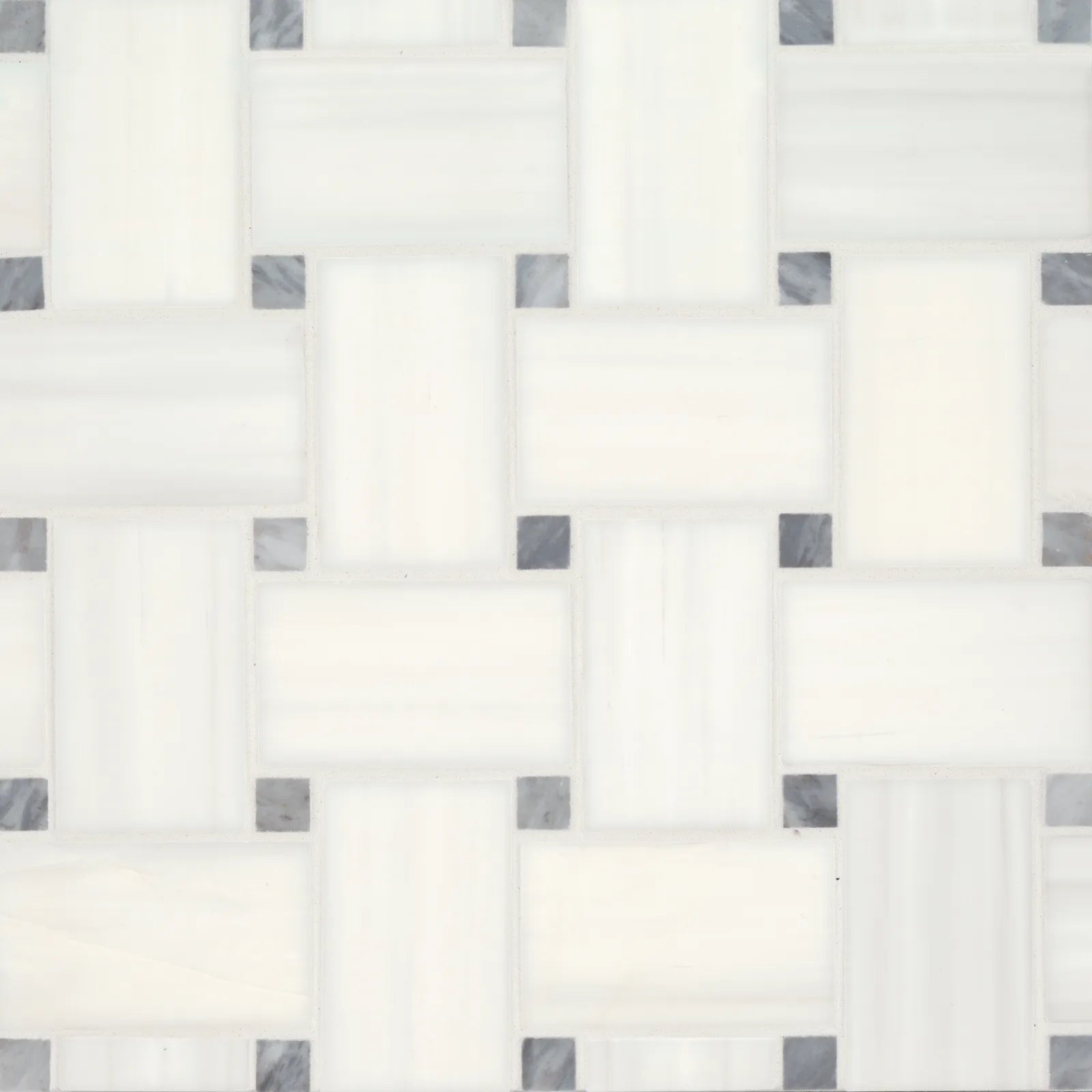 Jumbo Basketweave Honed Marble in Beige Marble with Thassos Dot