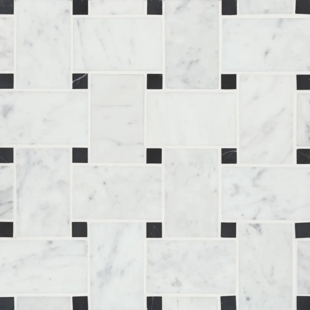 Jumbo Basketweave Honed Marble in Dolomite with Bardiglio Dot
