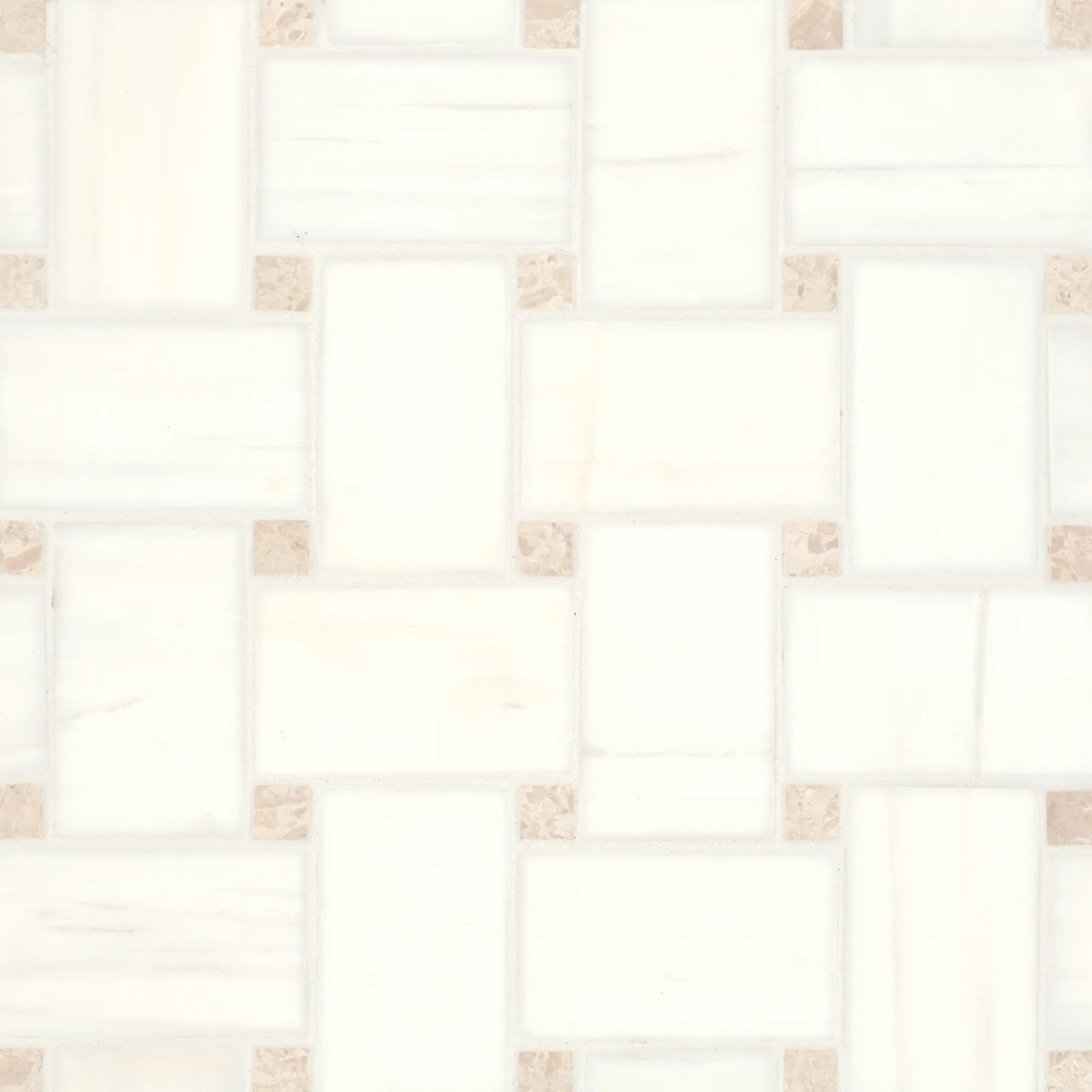 Jumbo Basketweave Honed Marble in Dolomite with Bardiglio Dot