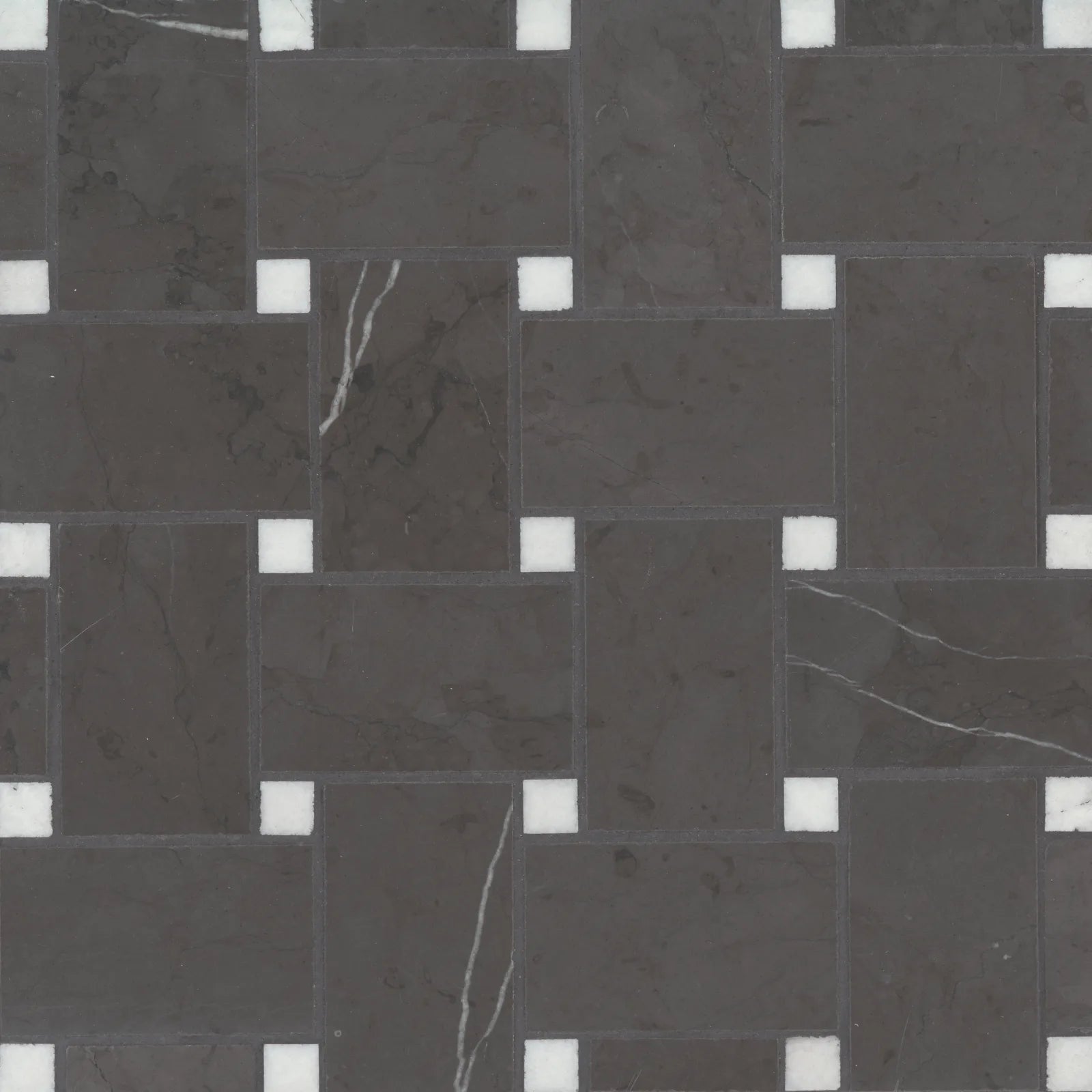 Jumbo Basketweave Honed Marble in Dolomite with Bardiglio Dot