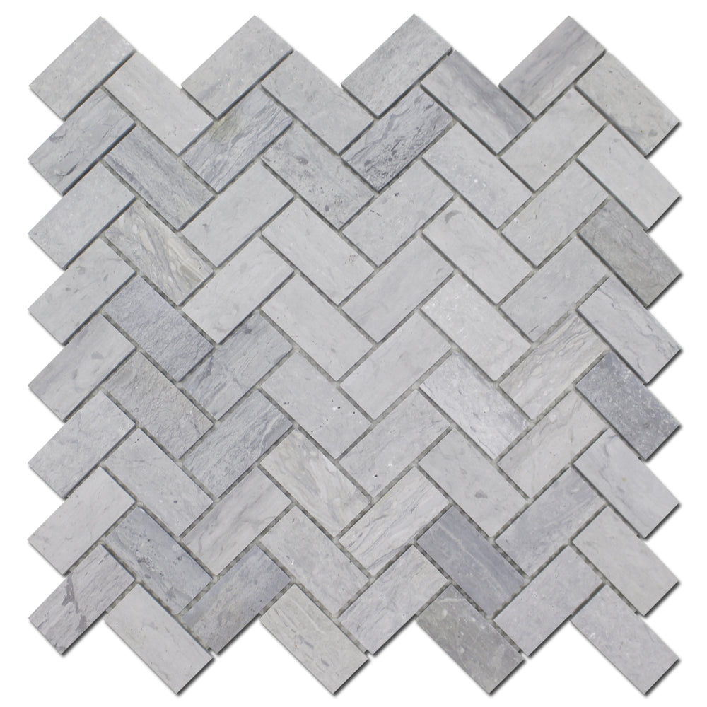 1X2 Blue Savoy Herringbone Honed