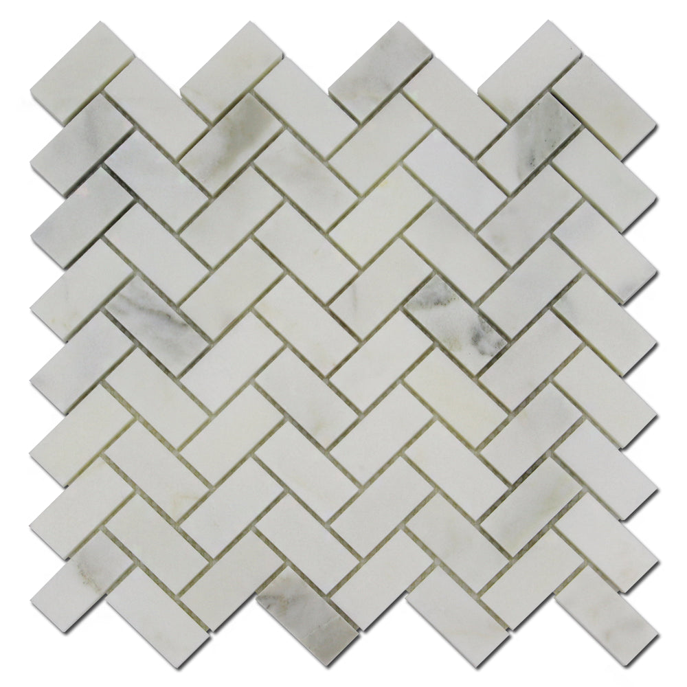 1X2 Calacatta Oliva Herringbone Polished