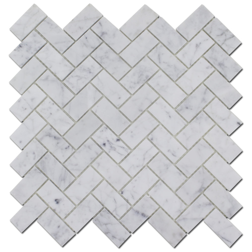 1X2 Carrara Herringbone Honed