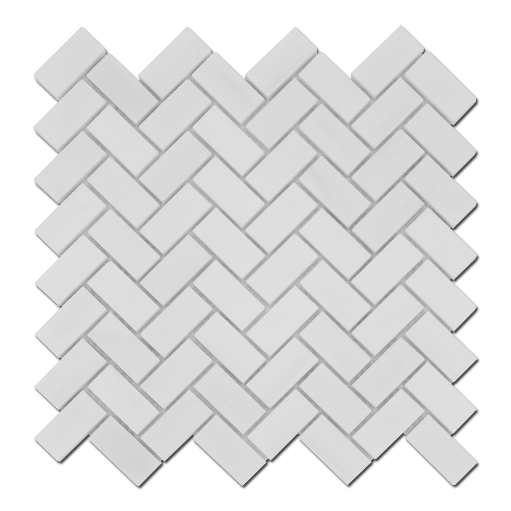1×2 Bianco Venato Herringbone Honed