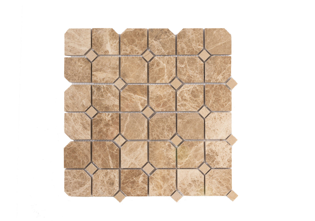 2″ Hex Emperador w/Crema Nouva Polished