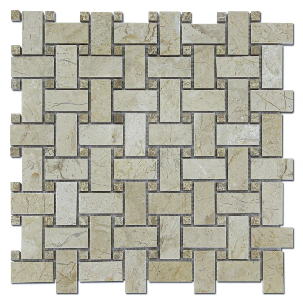 Basket Weave Crema Nouva w/Emperador Polished