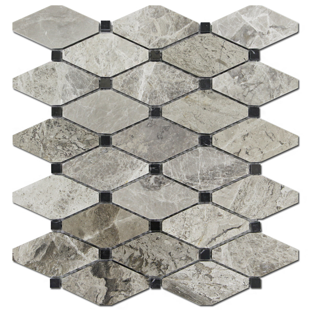 Clipped Diamond Grigio Fantasia w/Black Polished