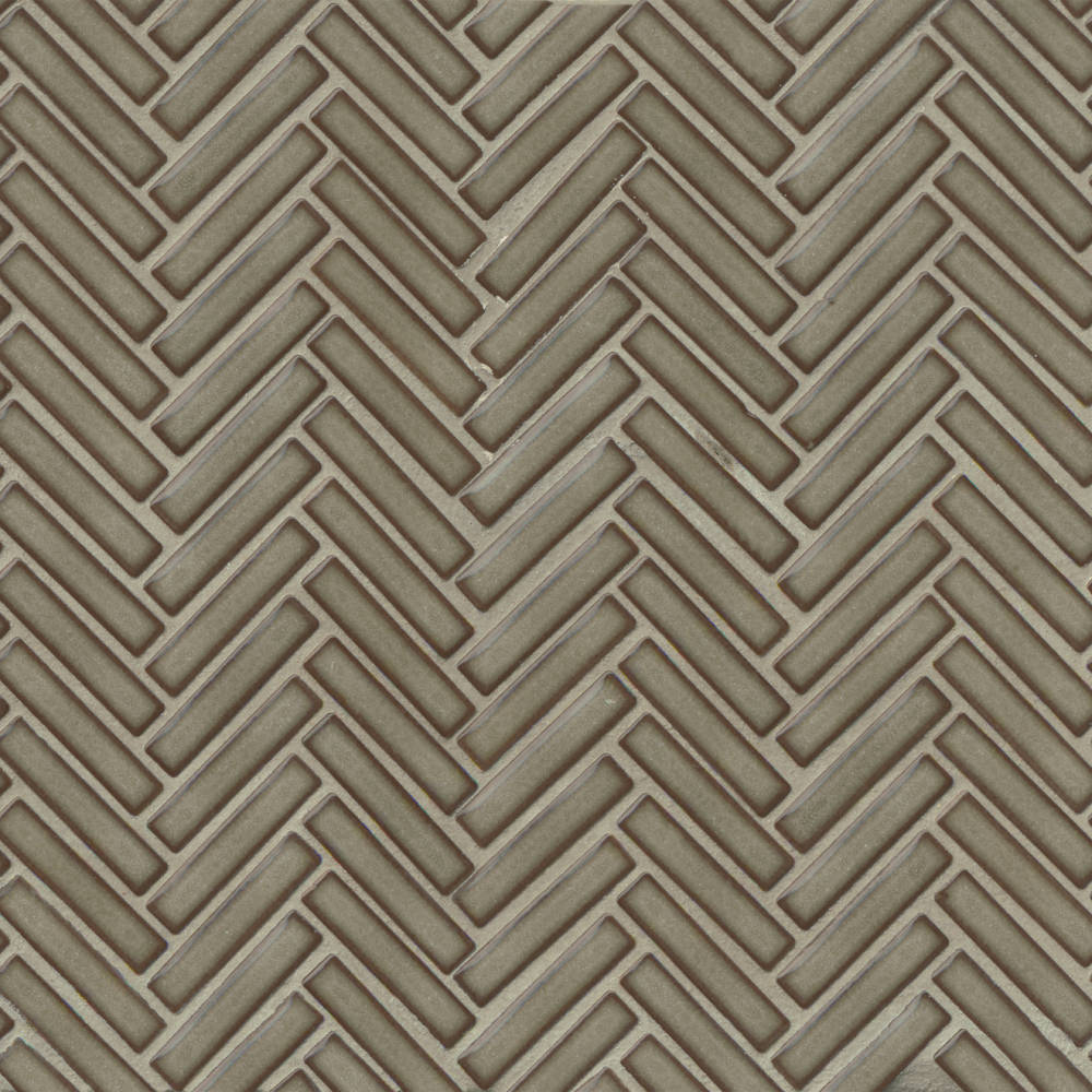 90 1/2" x 2" Herringbone Porcelain Mosaic Tile in Putty