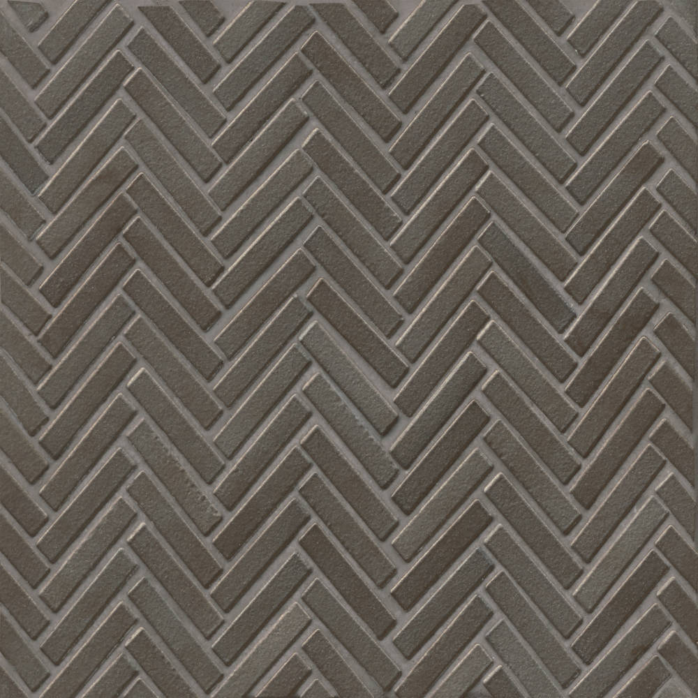 90 1/2" x 2" Herringbone Porcelain Mosaic Tile in Putty