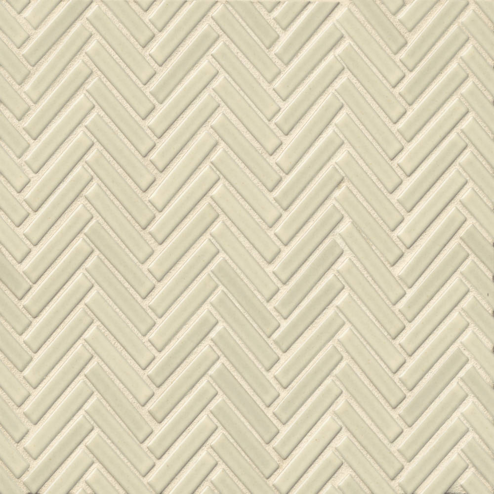 90 1/2" x 2" Herringbone Porcelain Mosaic Tile in Putty