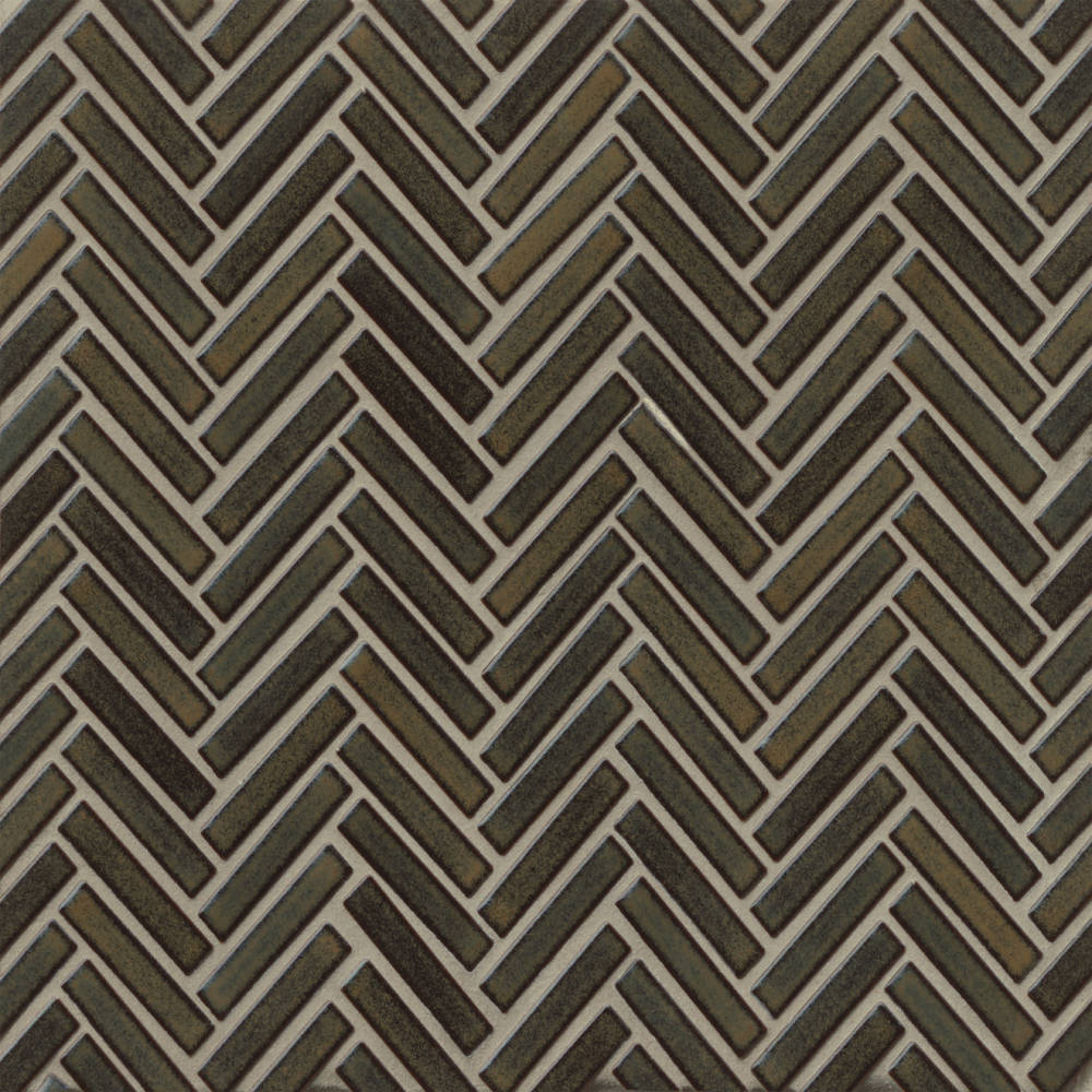 90 1/2" x 2" Herringbone Porcelain Mosaic Tile in Putty