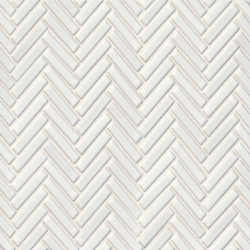 90 1/2" x 2" Herringbone Porcelain Mosaic Tile in Putty