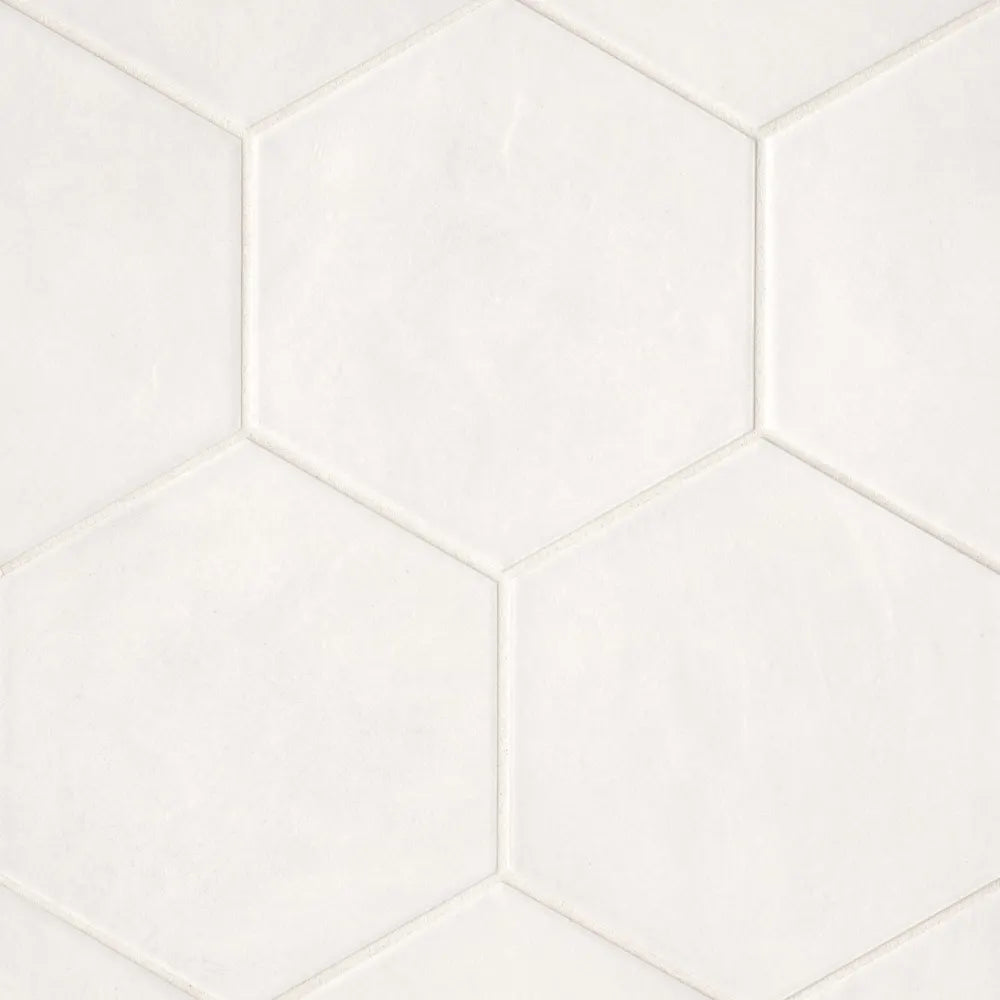 Allora 7.5" x 12.75" Rhomboid Matte Porcelain Tile in Solid White