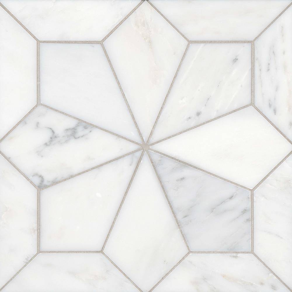 Blomma Honed Marble Mosaic Tile in Nero