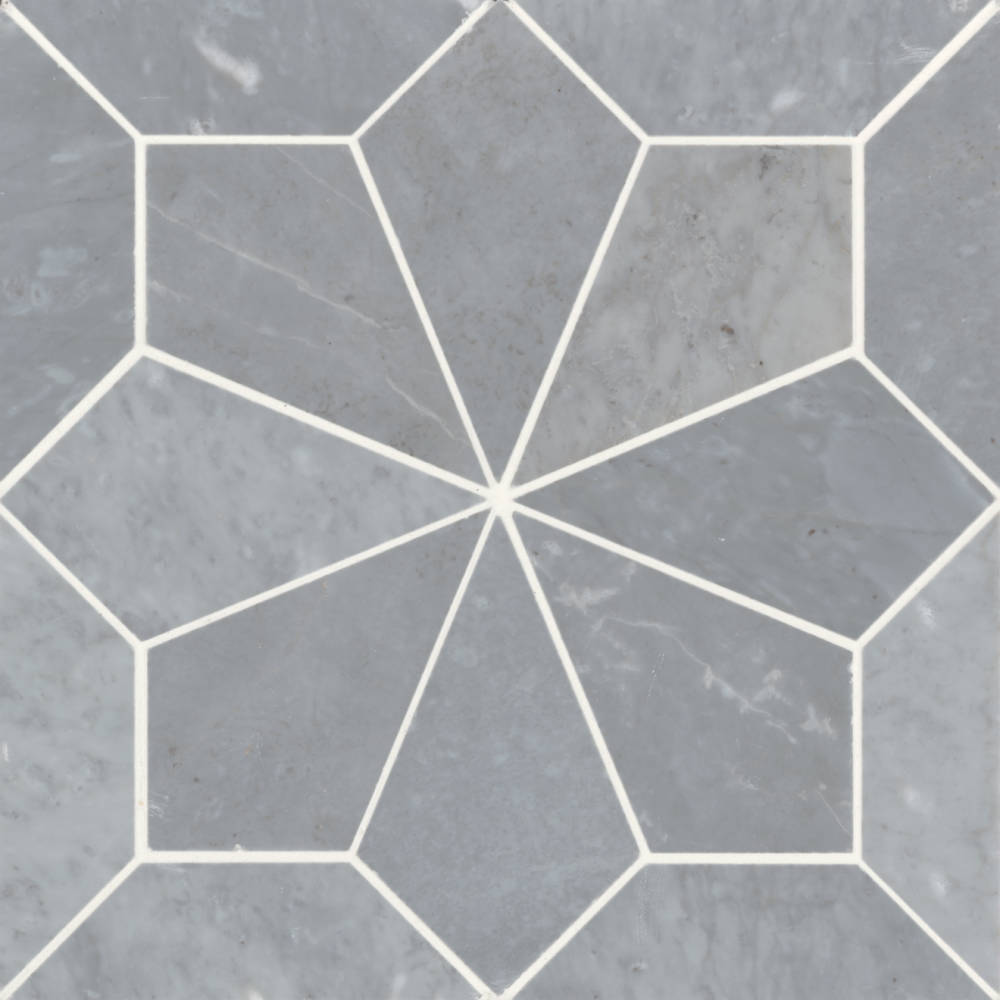 Blomma Honed Marble Mosaic Tile in Nero