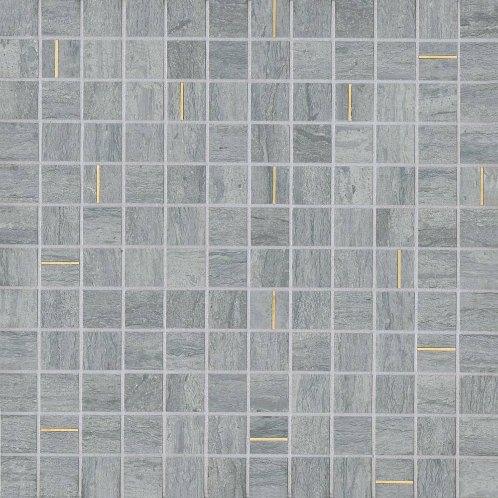 Ferrara 1" x 1" Honed Marble Mosaic Tile with Brass