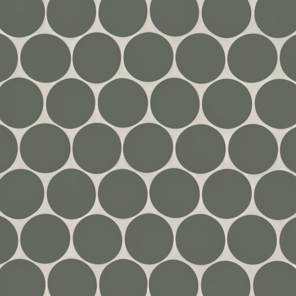 Makoto 2" Round Matte Porcelain Mosaic Tile in Arashi Blue
