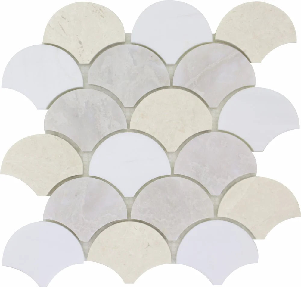 Fish Scale – Dolomite, Iceberg & Vanilla Polished