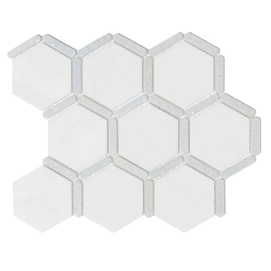 Sanibel 3″ Honeycomb Thassos w/ Blue Celeste