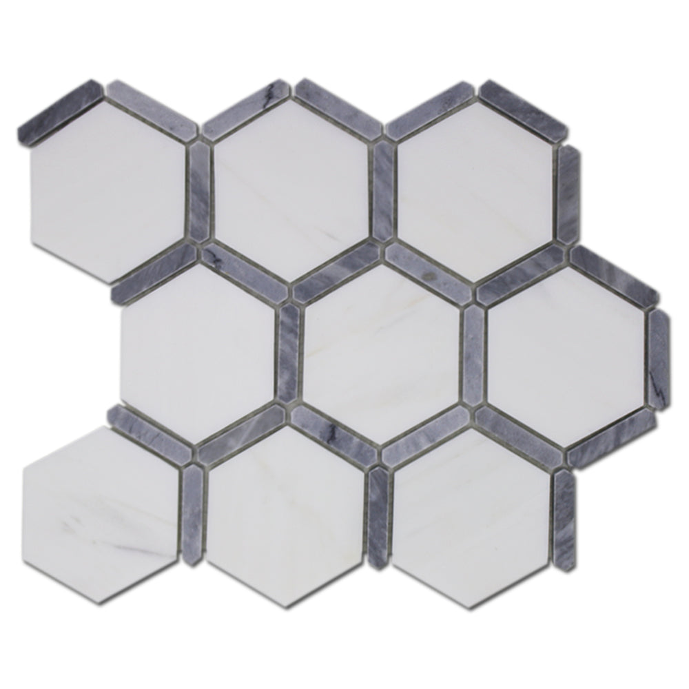 Sanibel 3″ Honeycomb – Bianco Venato Dolomite w/Bardiglio
