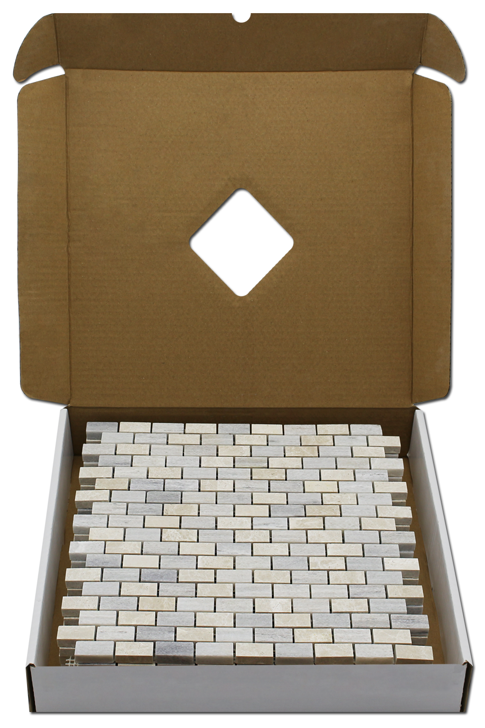 Solto White 5/8x1 1/4 Offset Bluette Mosaic