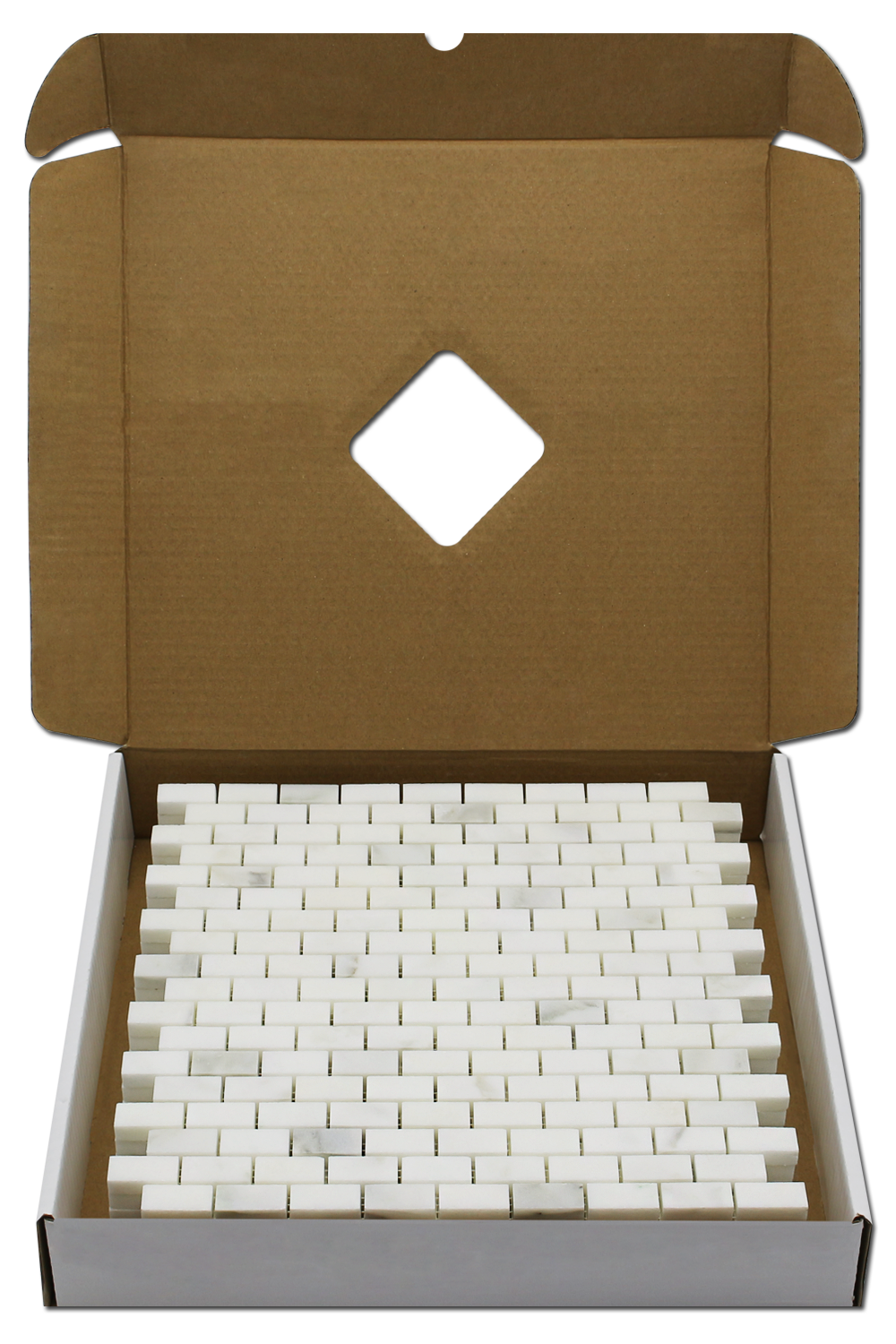 Calacatta Oliva 5/8 x 1 1/4 Offset Mosaic Tiles