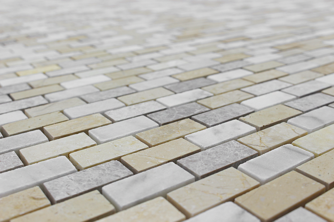 Matrix Mosoaic Botticino 5/8X 1 1/4 Offset Indigo Soul