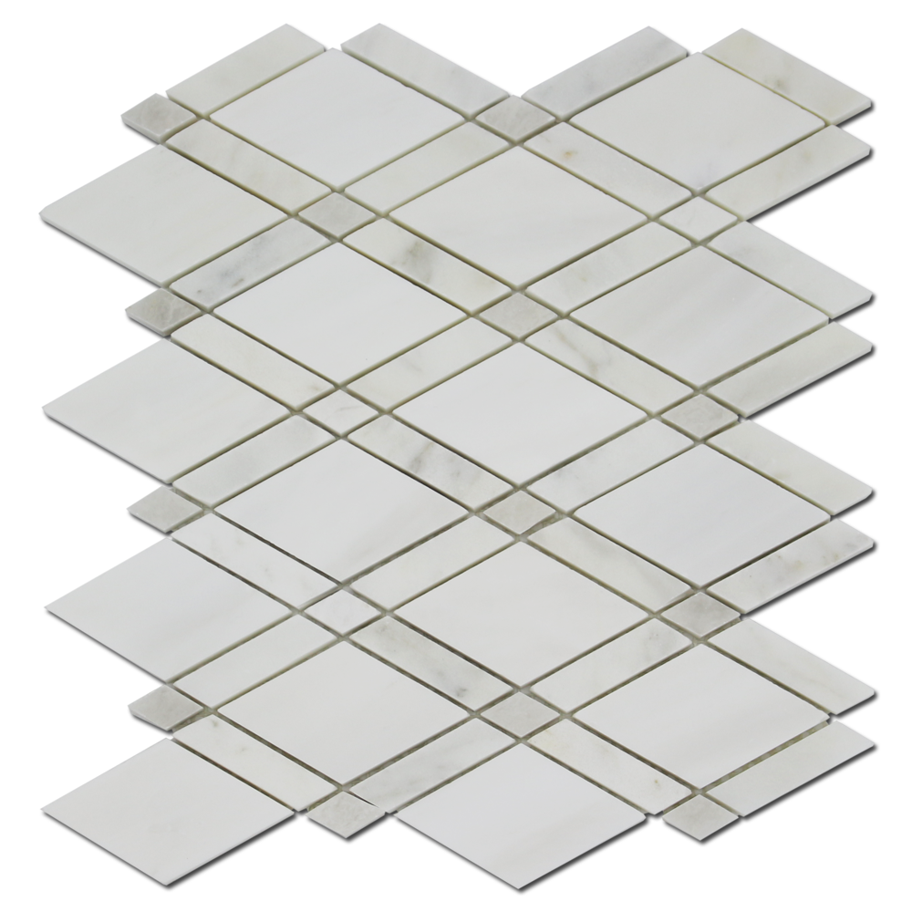 Alpine Mosic Bianco Venato Dolomite Rhomboid Mosaic in Dolomite